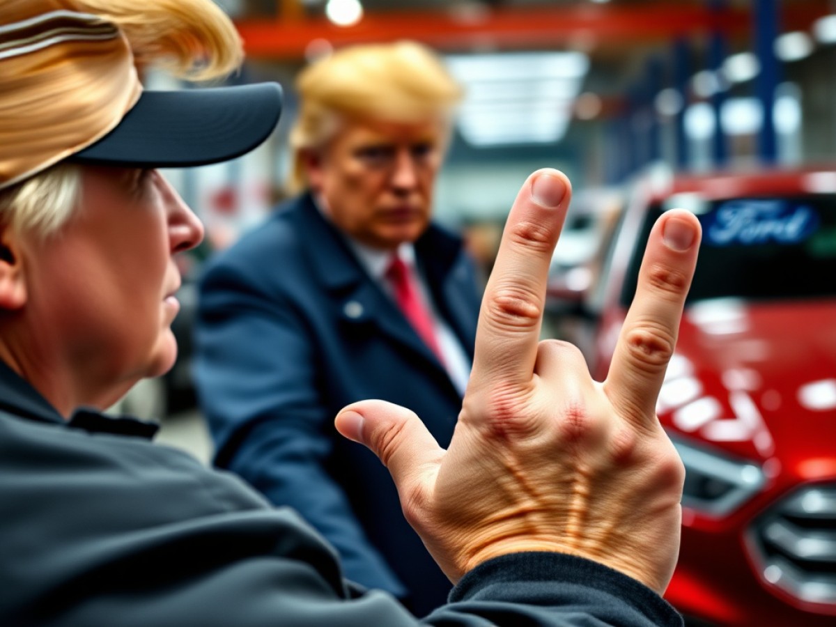Trump flips off antagonizing worker at Ford plant in Michigan